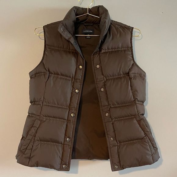 Lands’ End Puffer Down Vest | SZ XS | Brown - Picture 4 of 11